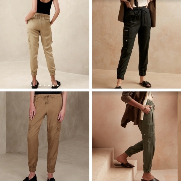 Banana Republic Khaki Tan Tencel Cargo Utilitycore Quite Luxury Joggers - Picture 7 of 8